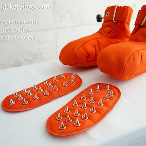 Crawling Habit Training Restraining Booties with Spikes and Segufix Locks / ABDL / Adult Baby Diaper Lover / Bondage / BDSM / DDLG / Crawl Orange