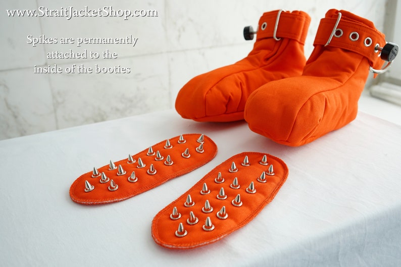 Crawling Habit Training Restraining Booties with Spikes and Segufix Locks / ABDL / Adult Baby Diaper Lover / Bondage / BDSM / DDLG / Crawl Orange