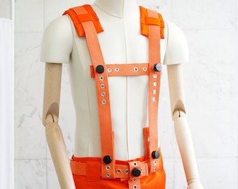Orange Harness for Anti Diaper Removal Pants with Segufix Locks - Bondage / Prison / ABDL / Segufix / Braces / Suspenders / Straitjacketshop