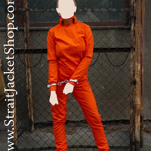 Oranje jumpsuit van Prisoner met kraag: gevangenis / gevangenis / leren kraag / gevangene