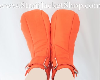 Prison Restraining Booties - Orange Soft Padded Booties for Prisoners / Bondage / BDSM / Restraining