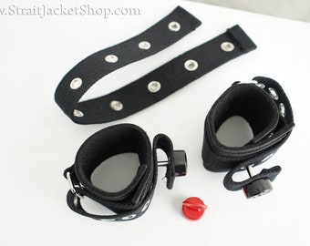 Black Cuffs Restraints with Segufix Locks / Prison / Institutional / Handcuffs / Transportation Restraints / Bondage / Shades of Grey