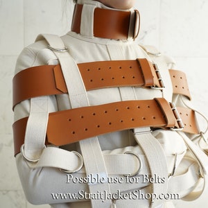 7cm / 2.7inch Wide Leather Chest Belt for Asylum Straitjacket Costume / Cogniac Brown / Heavy Duty