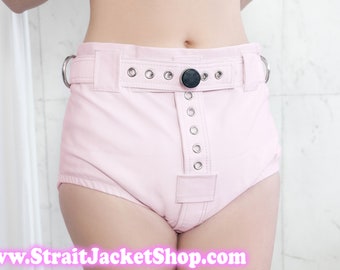 Pink Lockable Diaper Cover Pants - Anti Diaper Removal / Restraining / ABDL / Segufix Locks / Diaper Cover / Bondage / Adult Baby DDLG