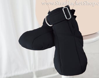 Black Restraining Booties - Soft Padded Elegant Booties / Bondage / Kinky / Black ABDL / DDGL / Goth / Mature