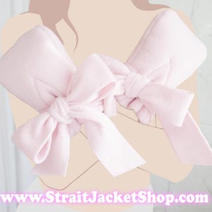 Pink Soft Polar Fleece Safety Mittens tied with Bowtie - Soft Padded Mittens For Pupil / ABDL / Adult Baby Diaper Lover  Bondage Mature