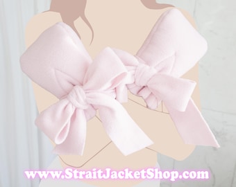 Pink Soft Polar Fleece Safety Mittens tied with Bowtie - Soft Padded Mittens For Pupil / ABDL / Adult Baby Diaper Lover  Bondage Mature