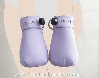 Lila säkerhetsvantar - Mjuka vadderade vantar / ABDL / Vuxen blöjvänner / Bondage / Segufix / DDLG