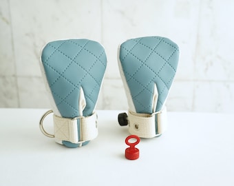 Faux Leather Safety Mittens  - Padded Mittens With Segufix Locks / Adams / ABDL / DDLG / Restraints / Straitjacket Medical