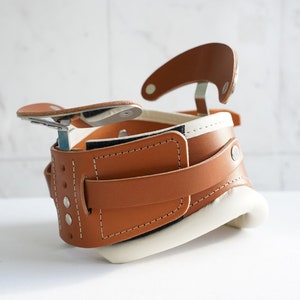 Mister B Leather Braces Brown, Leder-Hosenträger braun