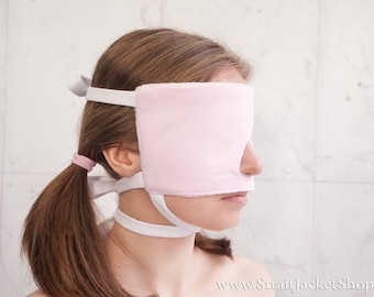 Blinddoek voor kieskeurige baby's - gezichtsmasker / slaapmasker / ABDL / DDLG / medisch / terughoudendheid / volwassen baby / bondage / roze / blauw / ecru / relax