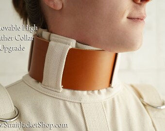 Upgrade - Removable High Leather 7cm Collar for Straitjacket  / Neck Brace / Zwangsjacke / Stiff Neck / Posture Collar / Leather Collar
