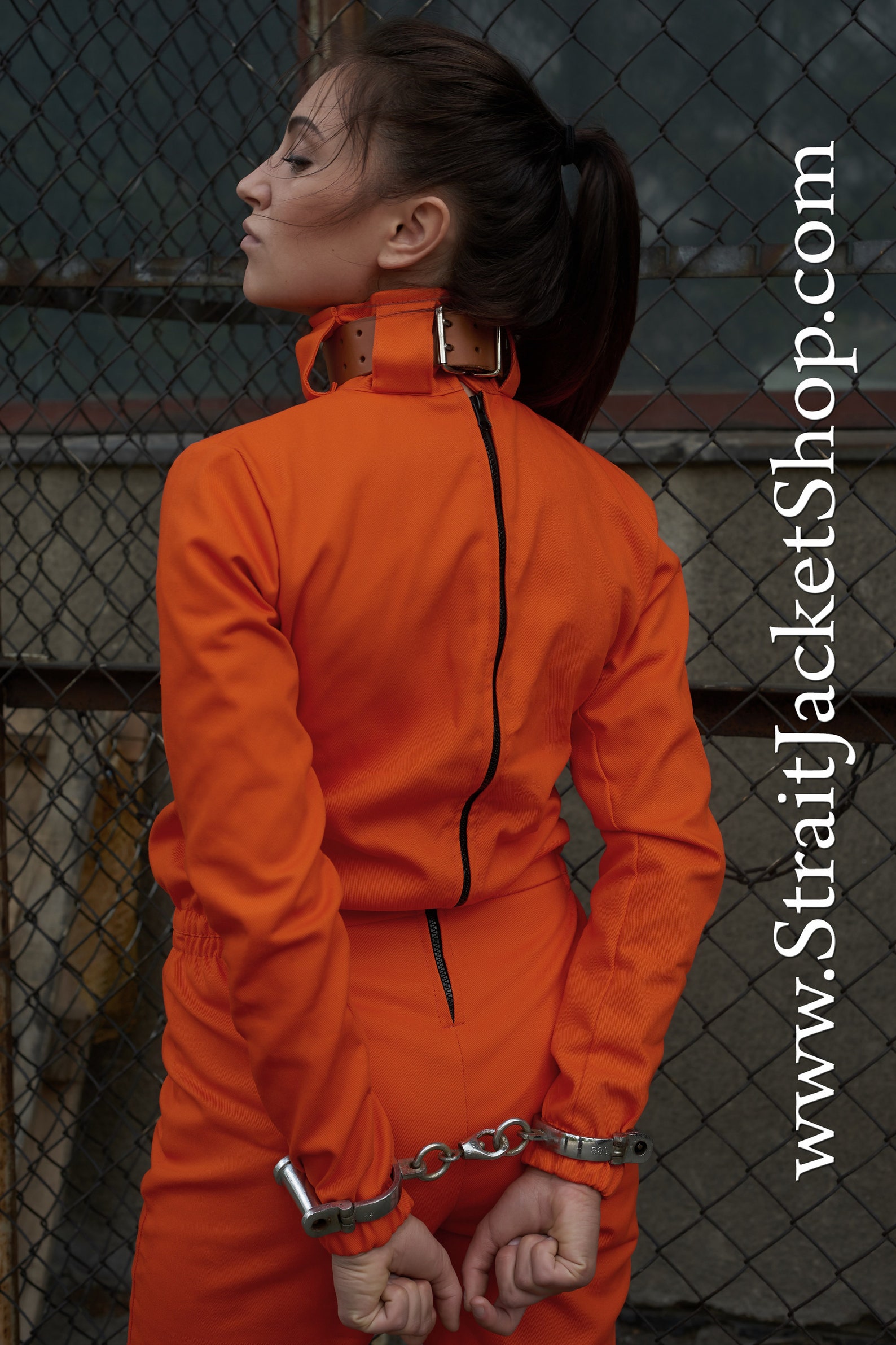 Traje Naranja De Prisionero Con Cuello Restricción Bdsm Etsy México