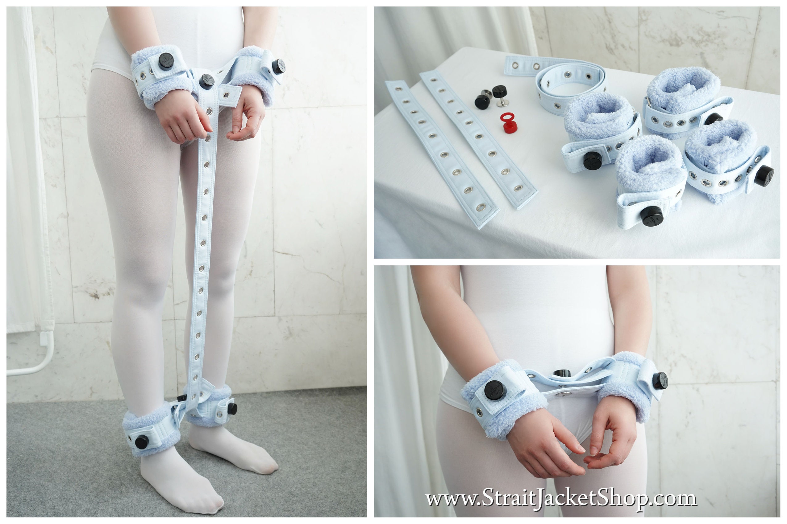 Japanese Teen Hogtied - Set of 4 Blue Soft Padded Fleece Wrist and Ankle Cuffs - Etsy