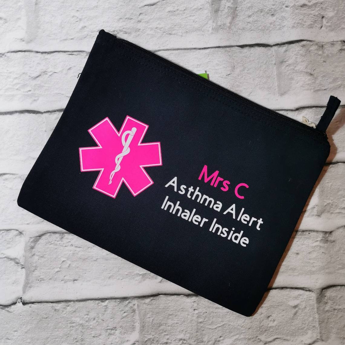 Personalised Asthma Kit Bag for Pumps Inhaler and Spacer, Diabetes