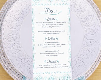 Menù di nozze personalizzato dipinto a mano - Menù per la cena illustrato su misura con acquerelli - Download digitale