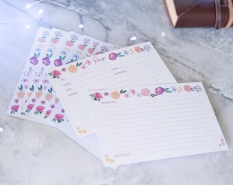 Recipe Cards: Watercolor Floral Keepsake Family Recipe Cards, Set of 8