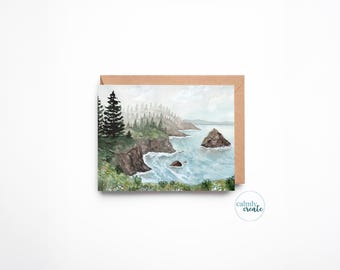 Hand-Made Oregon Coast Greeting Card Stationery | Blank Inside | A2 size 4.25in x 5.5in