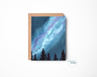 Watercolor Galaxy Greeting Card Stationery | Blank Inside | A2 size 4.25in x 5.5in