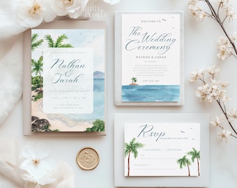 CUSTOM 2pc Hand-Painted Wedding Invitation Suite - 2 pieces - Digital Download
