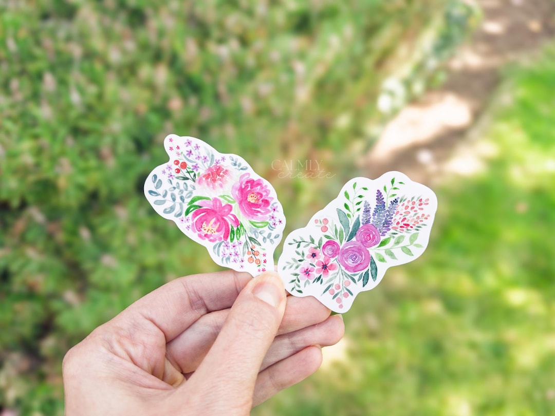 Flower Sticker Set Floral Watercolor | Vinyl Matte Stickers - Etsy