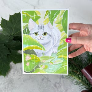 5x7 Gouache Paper Art Print | Rainy Baby Kitten Painting | Cat Wall Art
