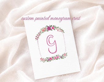 CUSTOM Hand-Painted Wedding Monogram Crest Logo - Digital Download