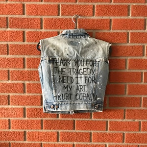 Vintage Levis jean vest handpainted Kurt Cobain Nirvana