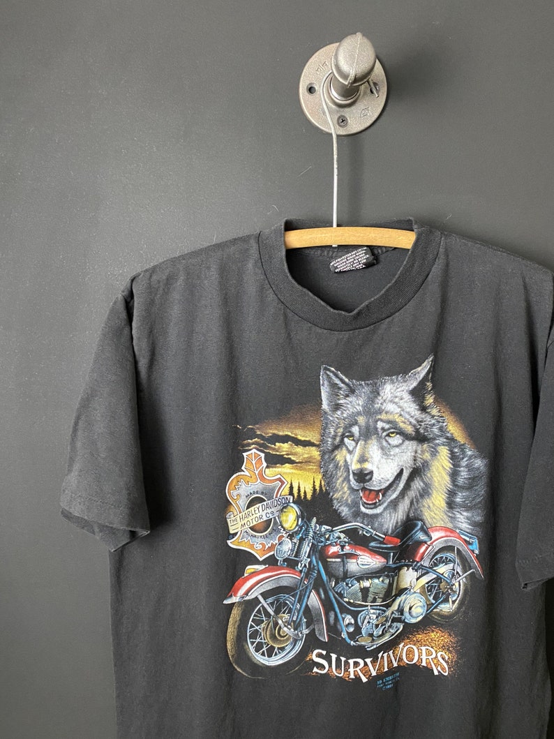 Vintage 3D emblem Harley Davidson Survivors T-shirt