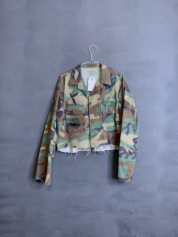 Vintage military cropped jacket 90s coat