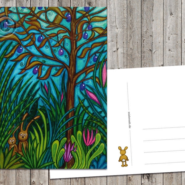 Postcard "Bunnies" bunny card magic forest art postcard