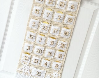 Crochet Your Own Advent Calendar Kit - Crochet Advent Calendar - DIY Advent Calendar Pattern - Natural Snowflake Kit - Craft Kit