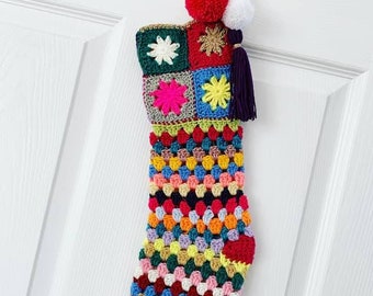 Granny Crochet Christmas Stocking Pattern - Digital Pattern Inatant Download