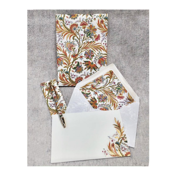 Beautiful Cipro Pattern Kartos Writing Set ~ 10 Sheets of Writing Paper with Matching Envelopes and Complimentary Pen and Bookmark