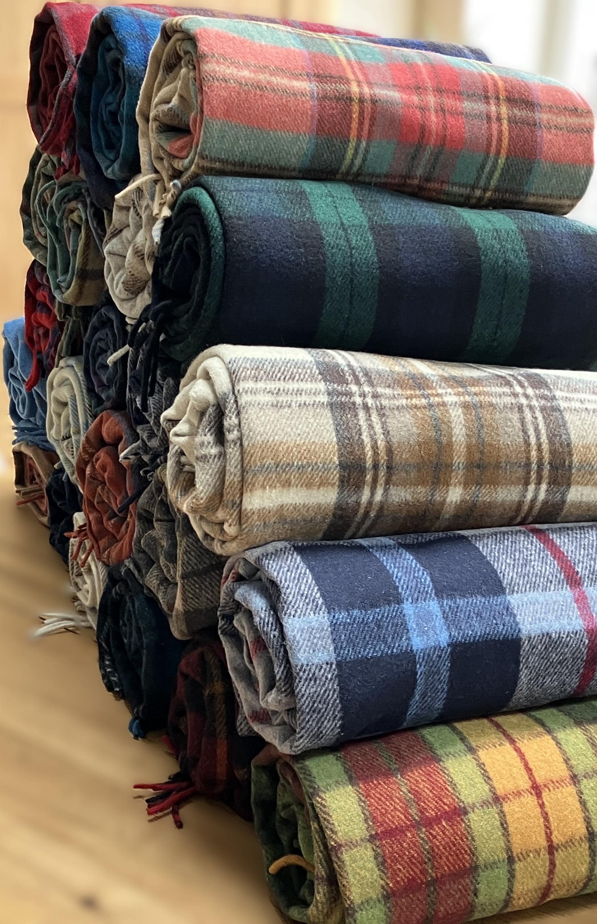 Bannockbane Silver/Dark Navy Tartan Recycled Wool Blanket/Throw by Florence Lilly