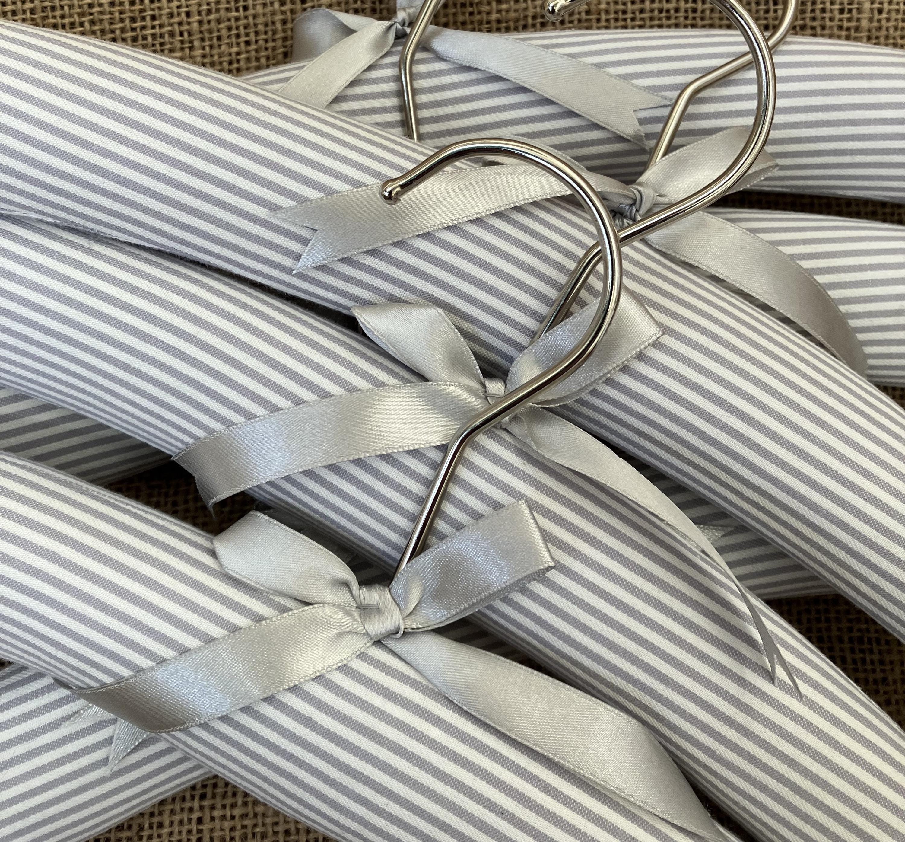 Striped Padded Hanger: Luxury White and Pale Grey Cotton