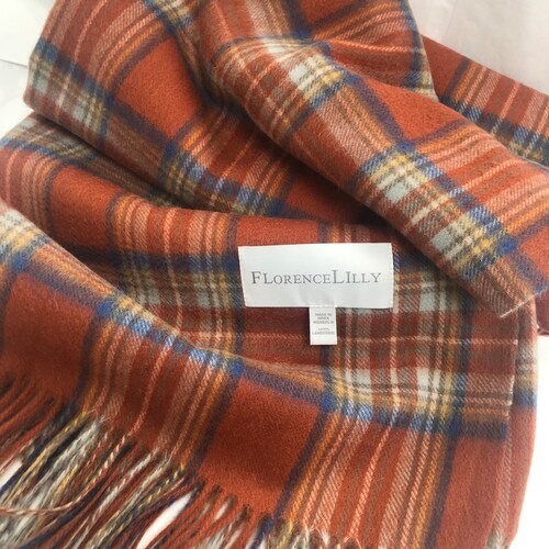 Lambswool Super Soft Rust Check Blanket Throw by Florence Etsy
