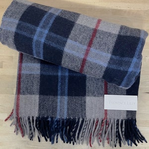 Recycled Wool Tartan Check Blankets, Throws by Florence Lilly Douglas Navy Tartan