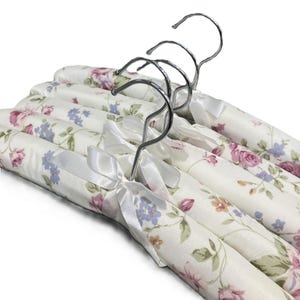 Elegance gewatteerde kleerhangers met bloemenprint en strik: set van 5 of 10 inch