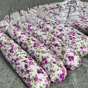 Florence Lilly Beautiful Purple Flower Padded Hangers (Sets of 5 or 10 pieces)