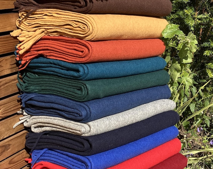 Recycled Wool Blend Blanket Throw: Cozy Fringe Blanket