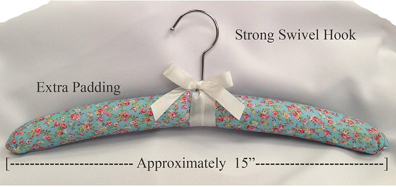 Florence Padded Clothes Hangers in Sets of 5 or 10 with the Bow Ribbon Detail, and a Swivel Hook by Florence Lilly image 4