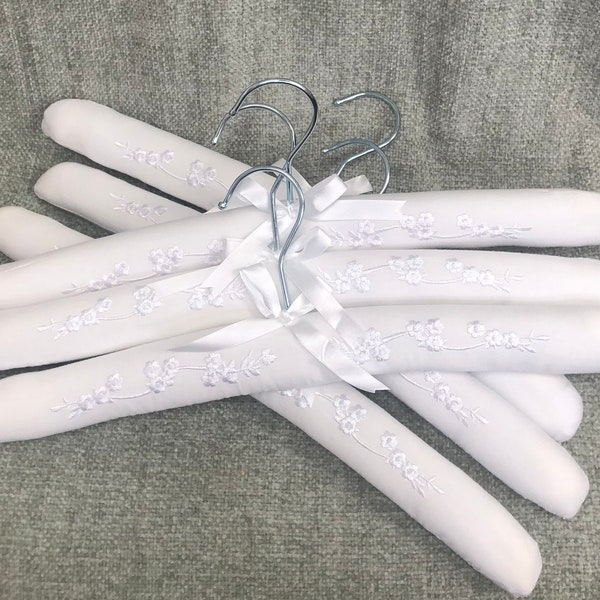 Catherine White -  our Luxury Padded Cotton Clothes Hangers with Beautiful White Garland Embroidery