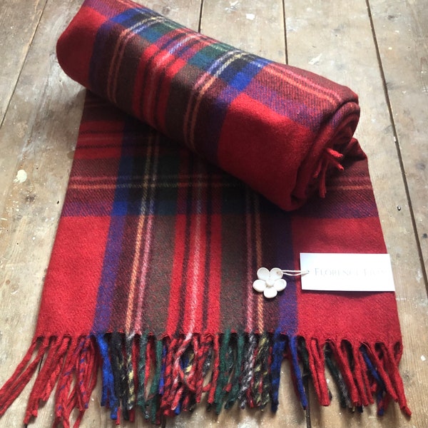 Royal Stewart Tartan Recycled Wool Blanket/Throw by Florence Lilly