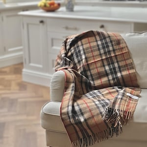 Thomson Camel Tartan Recycled Wool Blanket/Throw by Florence Lilly