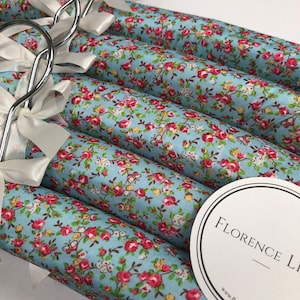 Florence Padded Clothes Hangers in Sets of 5 or 10 with the Bow Ribbon Detail, and a Swivel Hook by Florence Lilly FLORENCE BLUE