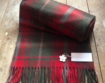 Dark Maple Berry Tartan Recycled Wool Blanket/Throw by Florence Lilly