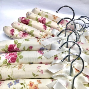 Floral Padded Clothes Hangers with Bow: Set of 5 or 10