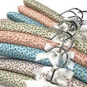 Felicity Padded Clothes Hangers in Sets of 5 or 10 with the Bow Ribbon Detail, and a Swivel Hook by Florence Lilly