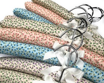 Floral Padded Clothes Hangers with Bow - Set of 5 or 10